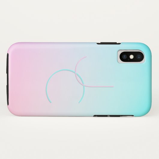 Moderne 2 overlappende Initialen | Turquoise Pink Case-Mate iPhone Case (Achterkant (horizontaal))