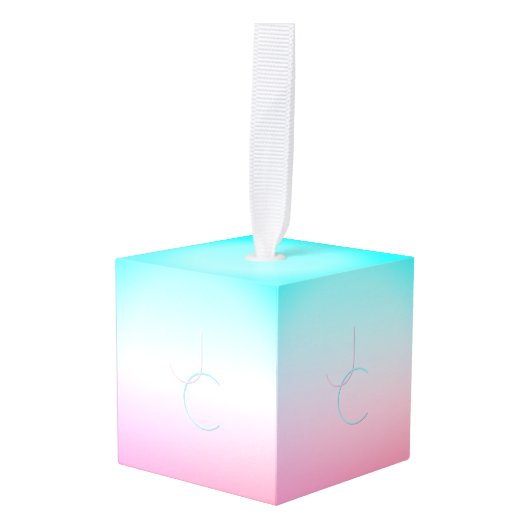 Moderne 2 overlappende Initialen | Turquoise Pink Decoratie (Voorkant hoekig)