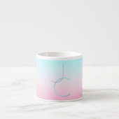 Moderne 2 overlappende Initialen | Turquoise Pink Espresso Kop (Voorkant)