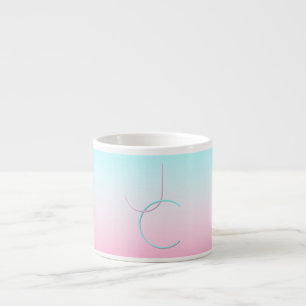 Moderne 2 overlappende Initialen Turquoise Pink Espresso Kop