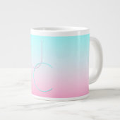 Moderne 2 overlappende Initialen | Turquoise Pink Grote Koffiekop (Voorkant rechts)