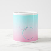 Moderne 2 overlappende Initialen | Turquoise Pink Grote Koffiekop (Voorkant)