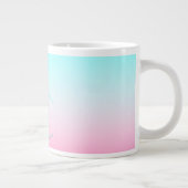 Moderne 2 overlappende Initialen | Turquoise Pink Grote Koffiekop (Rechts)