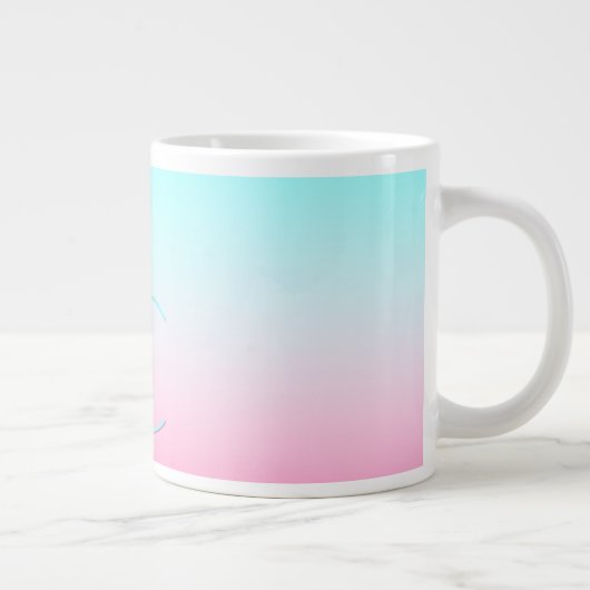 Moderne 2 overlappende Initialen | Turquoise Pink Grote Koffiekop (Rechts)