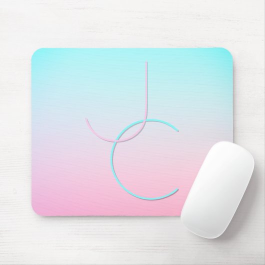 Moderne 2 overlappende Initialen | Turquoise Pink Muismat (Met muis)