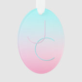 Moderne 2 overlappende Initialen | Turquoise Pink Ornament (voorkant)