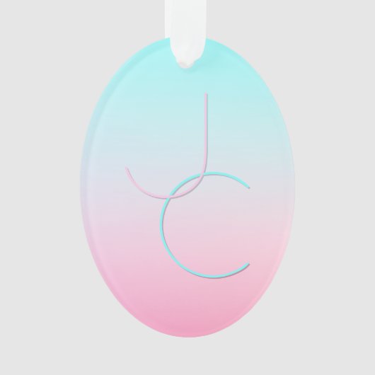 Moderne 2 overlappende Initialen | Turquoise Pink Ornament (voorkant)