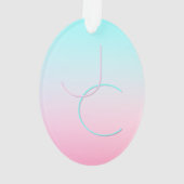 Moderne 2 overlappende Initialen | Turquoise Pink Ornament (achterkant)