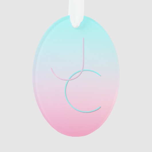 Moderne 2 overlappende Initialen | Turquoise Pink Ornament (achterkant)