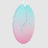 Moderne 2 overlappende Initialen | Turquoise Pink Ornament (voorkant)