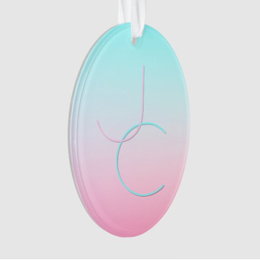 Moderne 2 overlappende Initialen | Turquoise Pink Ornament (voorkant)