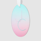 Moderne 2 overlappende Initialen | Turquoise Pink Ornament (voorkant)