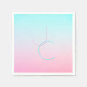 Moderne 2 overlappende Initialen | Turquoise Pink Servet (Voorkant)