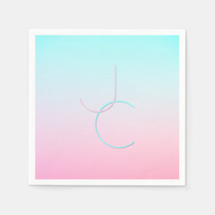 Moderne 2 overlappende Initialen   Turquoise Pink Servet