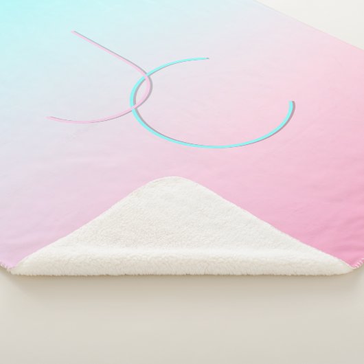 Moderne 2 overlappende Initialen | Turquoise Pink Sherpa Deken (3/4)