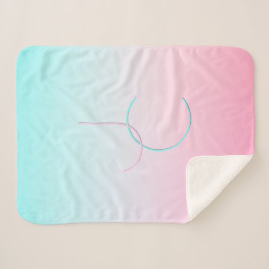 Moderne 2 overlappende Initialen | Turquoise Pink Sherpa Deken (Voorkant (horizontaal))