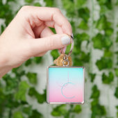 Moderne 2 overlappende Initialen | Turquoise Pink Sleutelhanger (Hand)