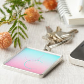 Moderne 2 overlappende Initialen | Turquoise Pink Sleutelhanger (Zijkant)