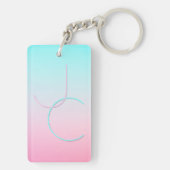 Moderne 2 overlappende Initialen | Turquoise Pink Sleutelhanger (achterkant)