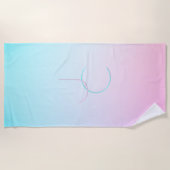 Moderne 2 overlappende Initialen | Turquoise Pink Strandlaken (Voorkant)