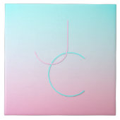 Moderne 2 overlappende Initialen | Turquoise Pink Tegeltje (Voorkant)
