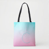 Moderne 2 overlappende Initialen | Turquoise Pink Tote Bag (Voorkant)