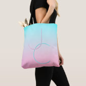 Moderne 2 overlappende Initialen | Turquoise Pink Tote Bag (Dichtbij)