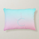 Moderne 2 overlappende initialen | Turquoise Roze Accent Kussen (Voorkant)