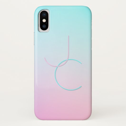 Moderne 2 overlappende initialen | Turquoise Roze Case-Mate iPhone Case (Achterkant)