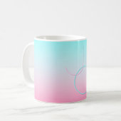 Moderne 2 overlappende initialen | Turquoise Roze Koffiemok (Voorkant links)