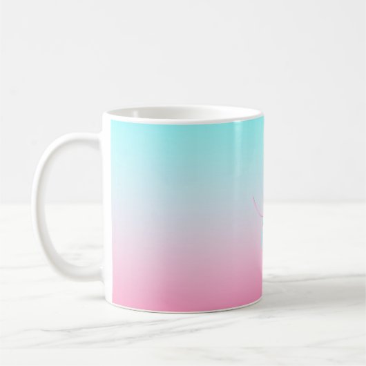Moderne 2 overlappende initialen | Turquoise Roze Koffiemok (Links)
