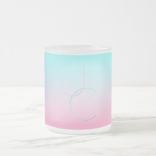 Moderne 2 overlappende initialen | Turquoise Roze Matglas Koffiemok (Center)