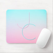 Moderne 2 overlappende initialen | Turquoise Roze Muismat (Met muis)