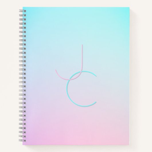 Moderne 2 overlappende initialen | Turquoise Roze Notitieboek (Voorkant)