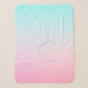 Moderne 2 overlappende initialen Turquoise Roze Sherpa Deken
