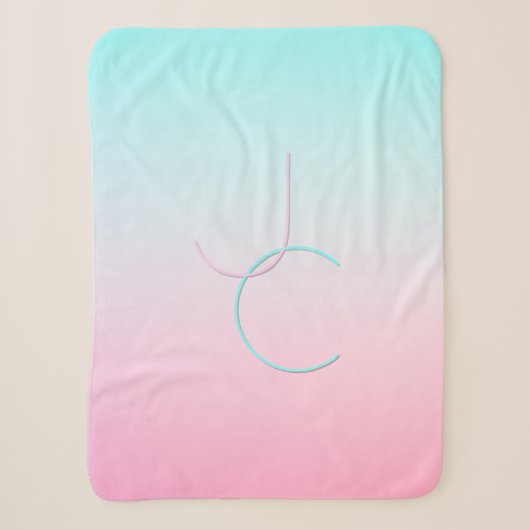 Moderne 2 overlappende initialen | Turquoise Roze Sherpa Deken (Voorkant)