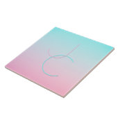 Moderne 2 overlappende initialen | Turquoise Roze Tegeltje (Zijkant)