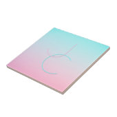 Moderne 2 overlappende initialen | Turquoise Roze Tegeltje (Zijkant)