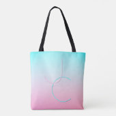 Moderne 2 overlappende initialen | Turquoise Roze Tote Bag (Achterkant)