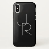 Moderne 2 overlappende initialen | Wit op zwart Case-Mate iPhone Case (Achterkant)