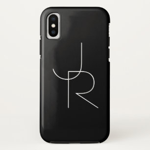 Moderne 2 overlappende initialen Wit op zwart Case-Mate iPhone Case