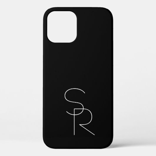 Moderne 2 overlappende initialen | Wit op zwart Case-Mate iPhone Case (Achterkant)