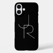 Moderne 2 overlappende initialen | Wit op zwart Case-Mate iPhone Case (Achterkant)
