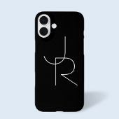 Moderne 2 overlappende initialen | Wit op zwart iPhone Hoesje
