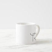 Moderne 2 overlappende initialen | Zwart op Wit Espresso Kop (Voorkant rechts)