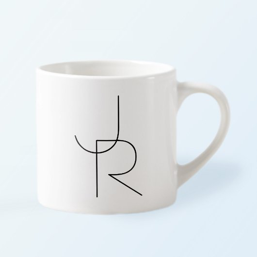 Moderne 2 overlappende initialen | Zwart op Wit Espresso Kop
