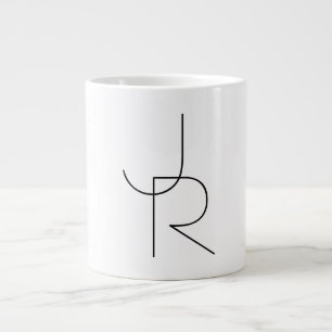 Moderne 2 overlappende initialen Zwart op Wit Grote Koffiekop