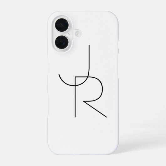 Moderne 2 overlappende initialen | Zwart op Wit iPhone 16 Hoesje (Achterkant)