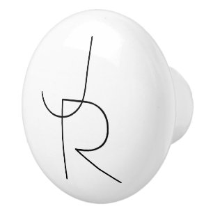 Moderne 2 overlappende initialen Zwart op Wit Keramische Knop