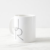 Moderne 2 overlappende initialen | Zwart op Wit Koffiemok (Voorkant links)